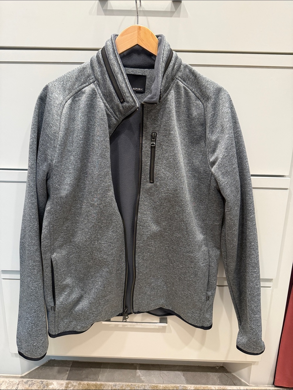 Banana Republic Heather Gray Full-Zip Jacket